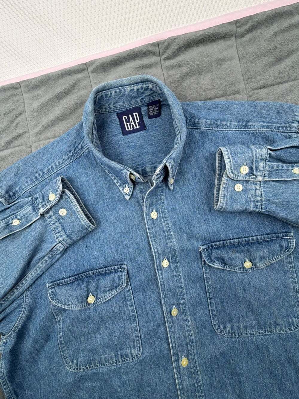 Vintage Gap Blue Denim Button Down Work Shirt L